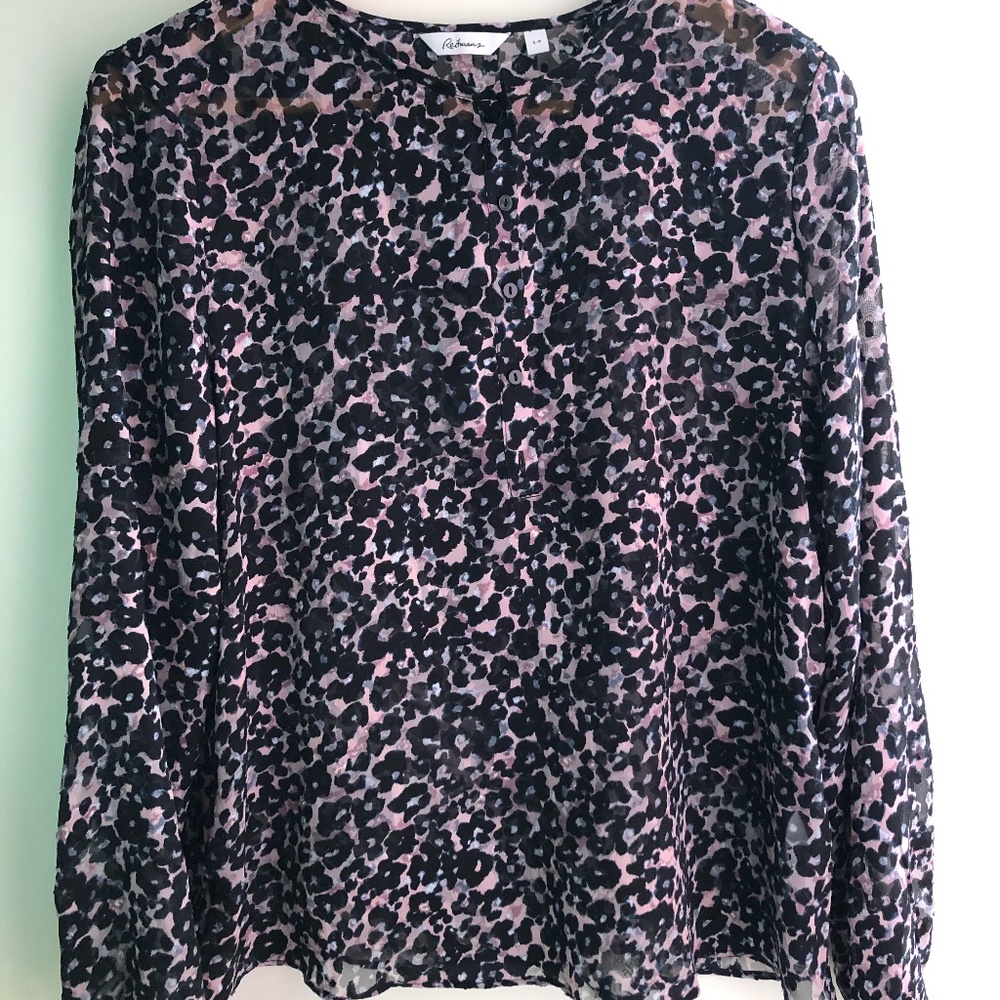Animal Print Long-Sleeve Blouse sz Small